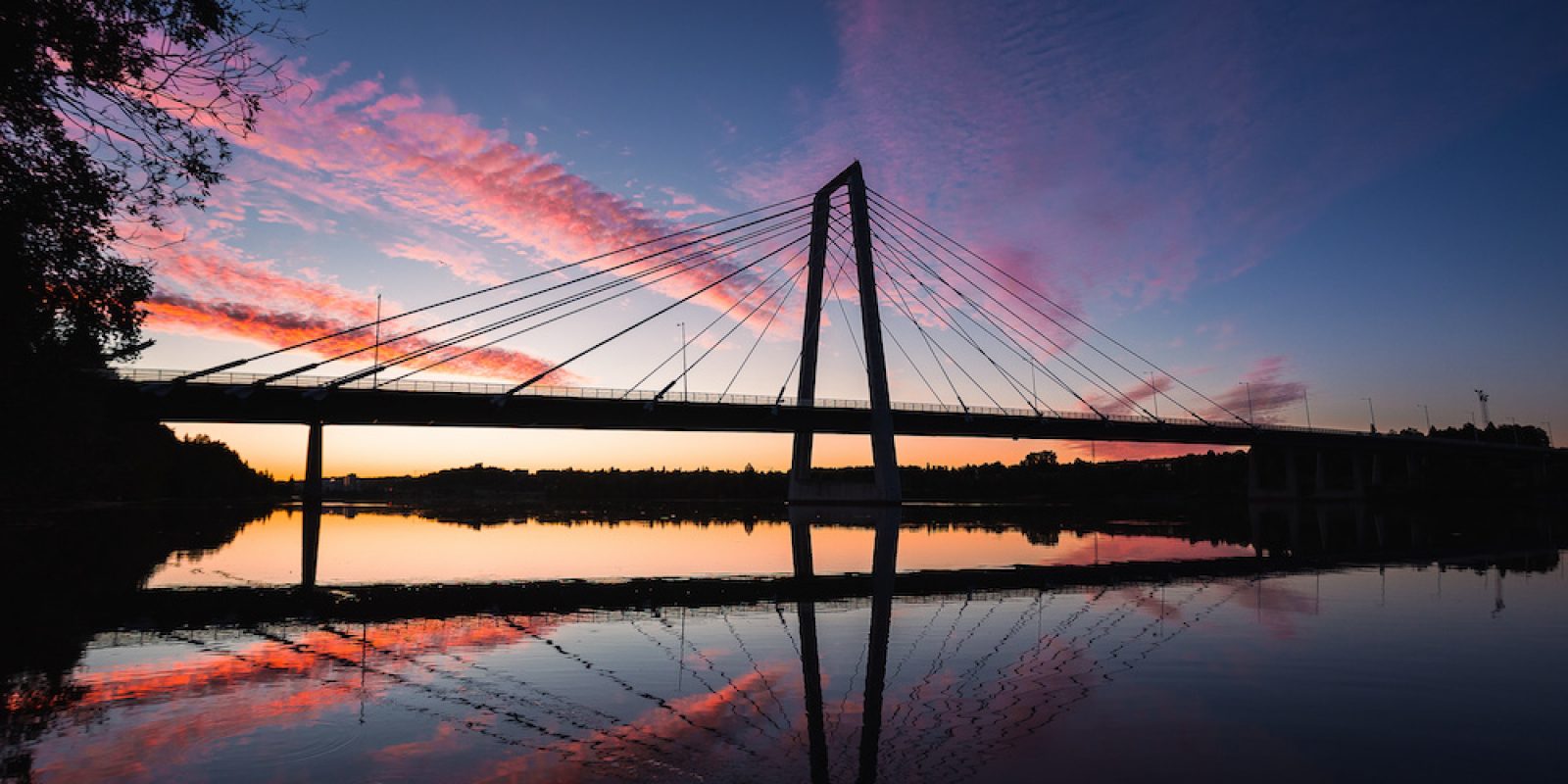 The bridge in pink sunset