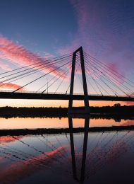 The bridge in pink sunset