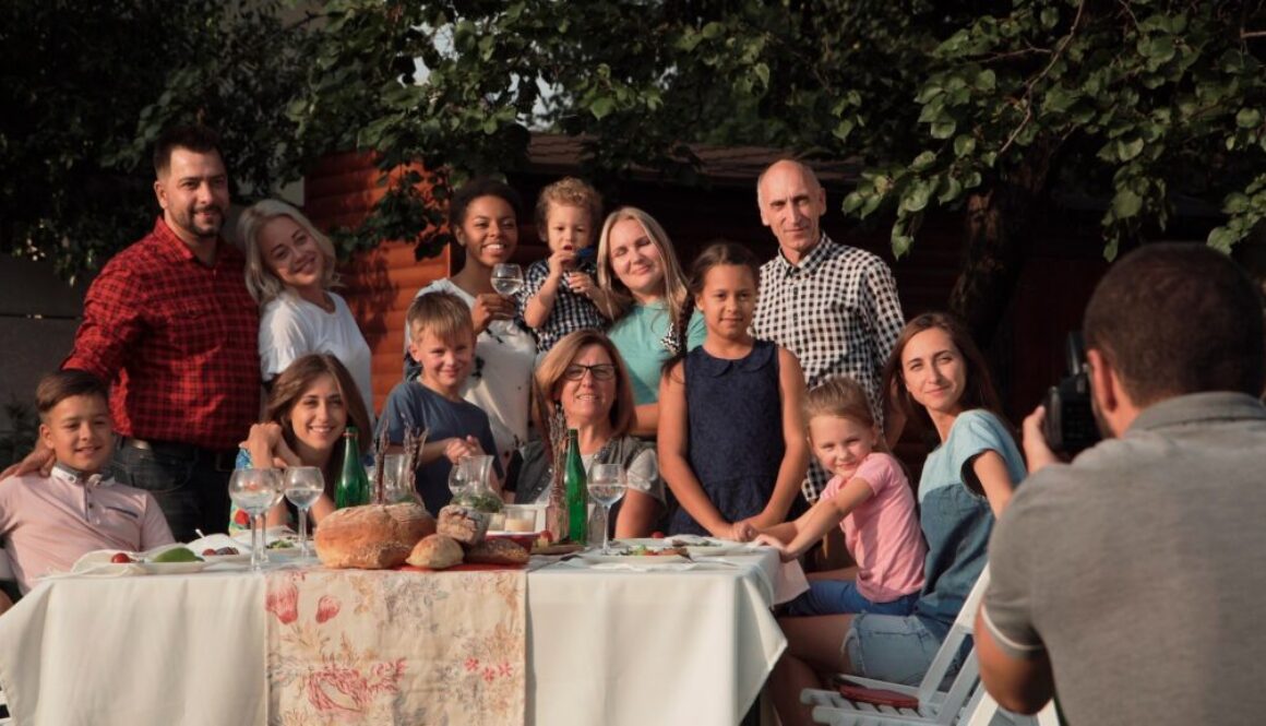 Family posing for photo