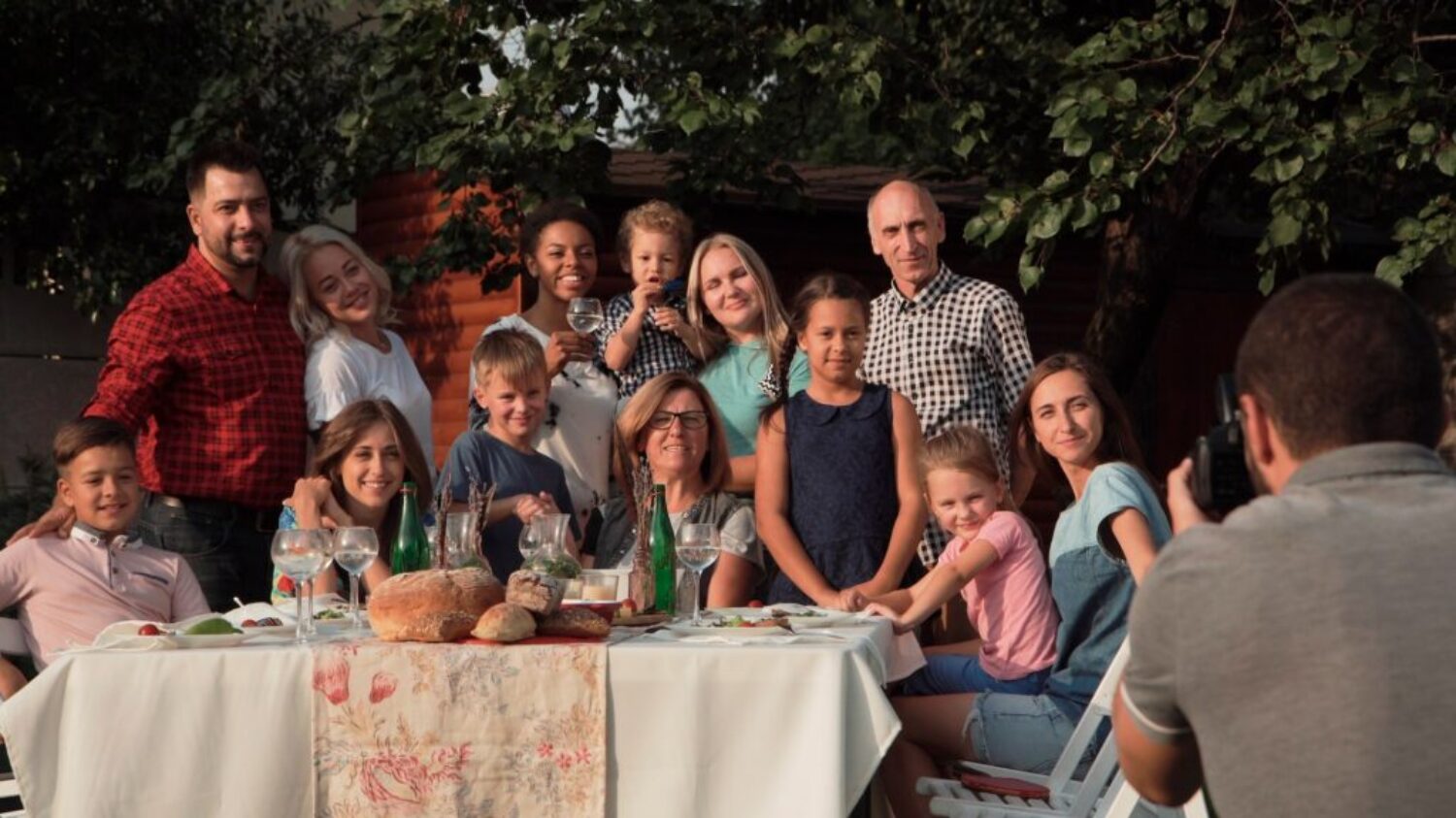 Family posing for photo