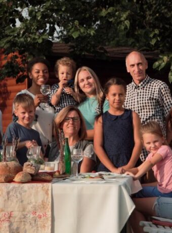 Family posing for photo